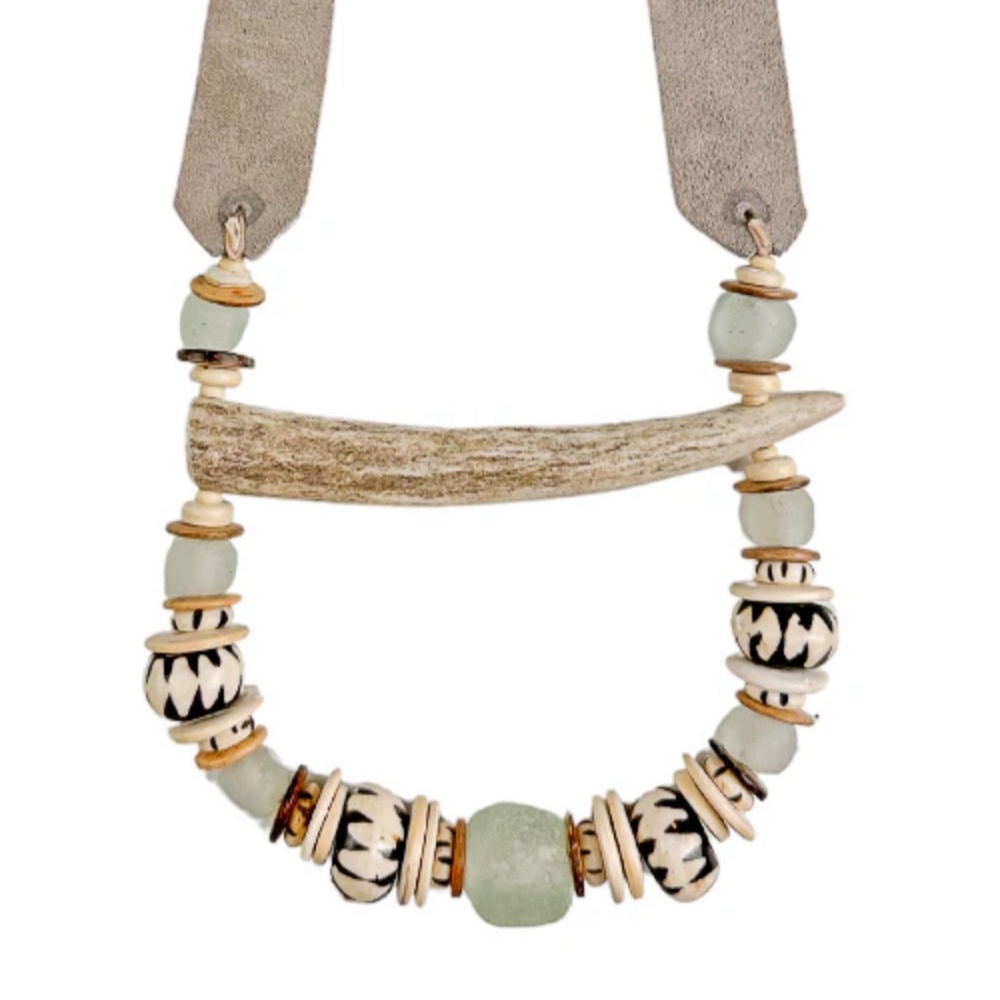 Antler Tip Classic Necklace, Mist Batik